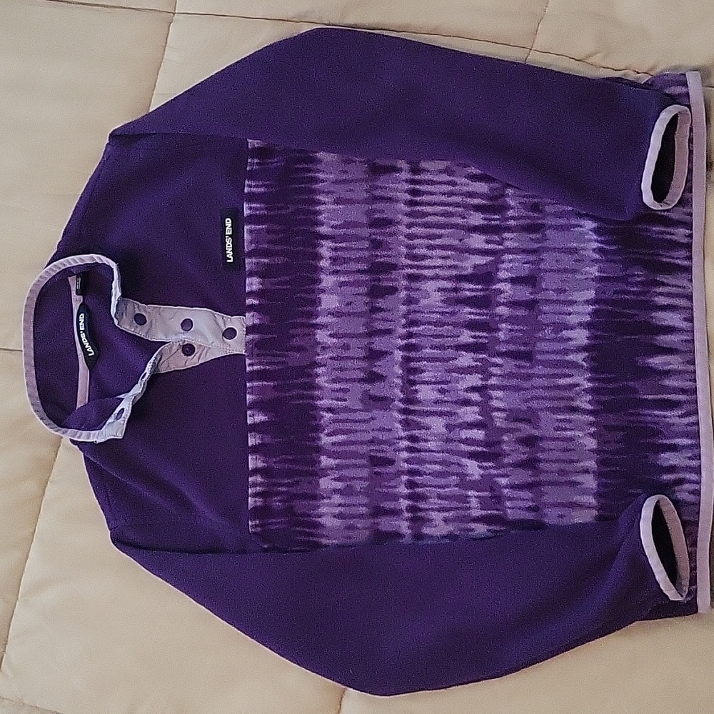 Lands' End Purple Tie Dye Fleece pullover. Kids Medium (10-12)